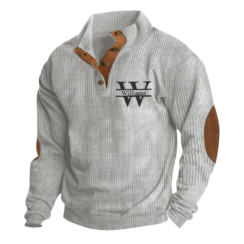 Personalized Monogram Embroidered Corduroy Men Sweatshirt | JNSCloth39
