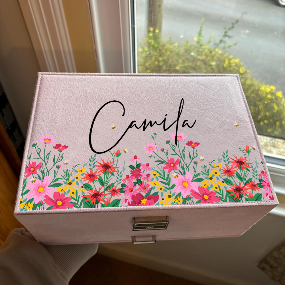 Personalized Name Velvet Jewelry Box with Drawer | JNSCase02