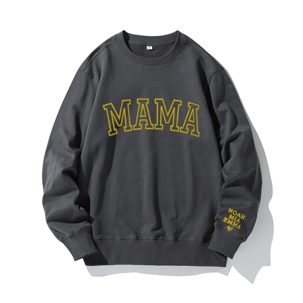 Personalized Mama Sweatshirt with Kid Names on Sleeve for Love