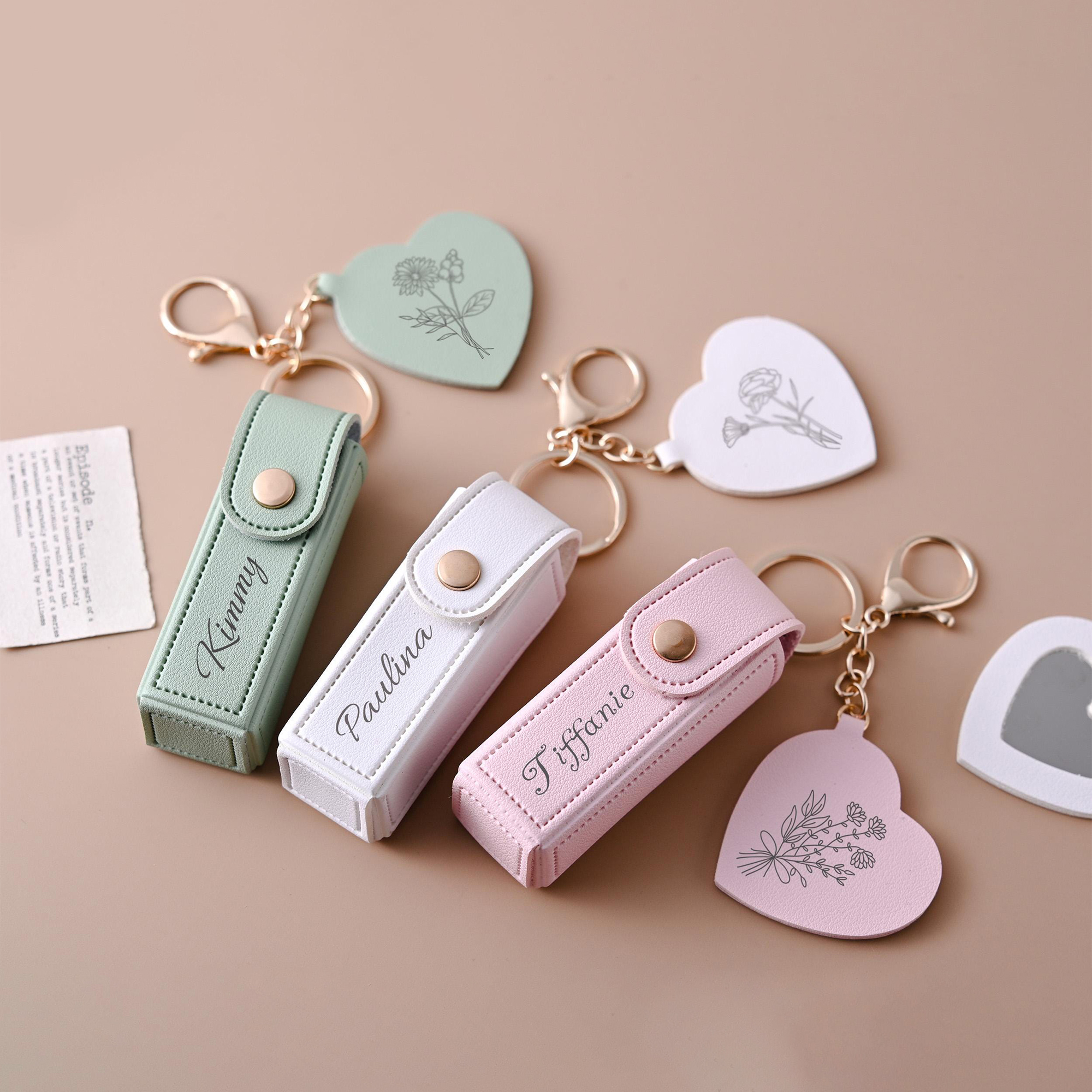 Personalized Lipstick Bag Keychain with Mirror for Unique & Love | JNSBag101