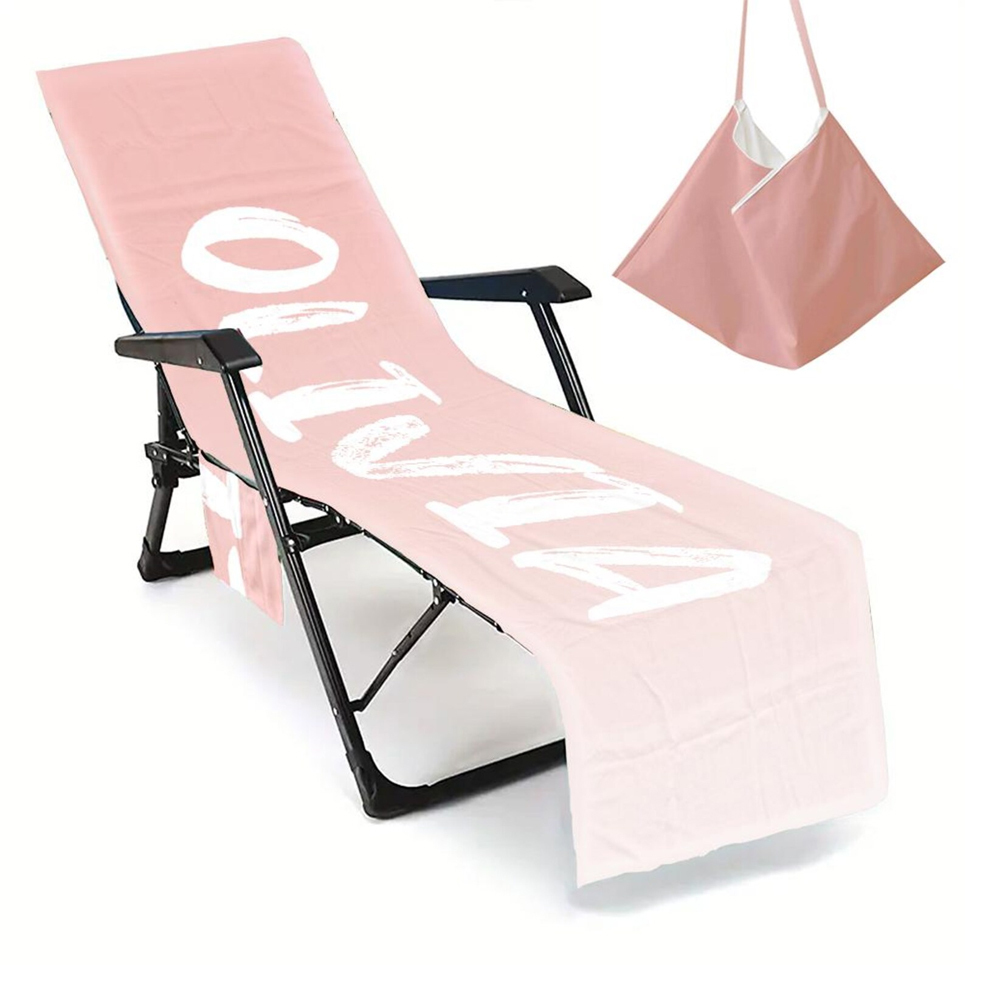 Personalized Name Beach Chair Cover Towel with Side Pockets for Unique & Love | JNSTowel09