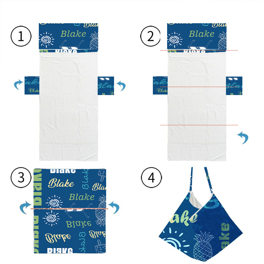 Personalized Name Beach Chair Cover Towel with Side Pockets for Unique & Love | JNSTowel10