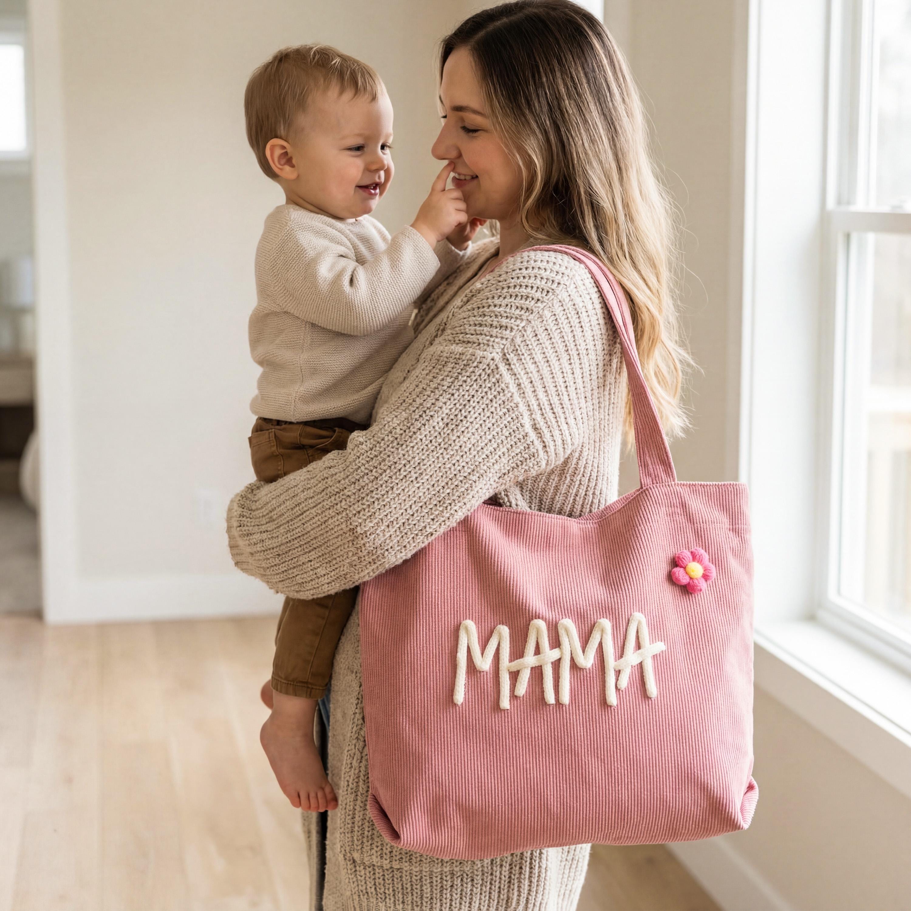 Personalized Hand Embroidered Corduroy Tote Bag for Unique & Love | JNSBag133
