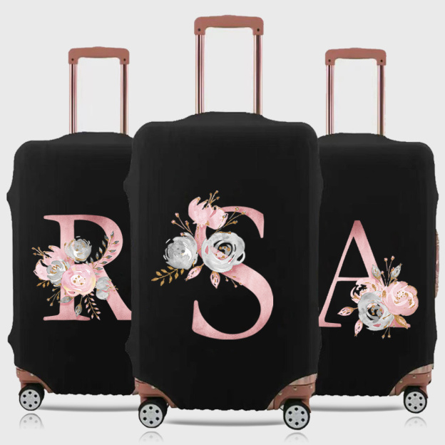 Personalized Travel Luggage Flower Letter Print Elastic Protective Covers for Unique & Love | JNSBag13
