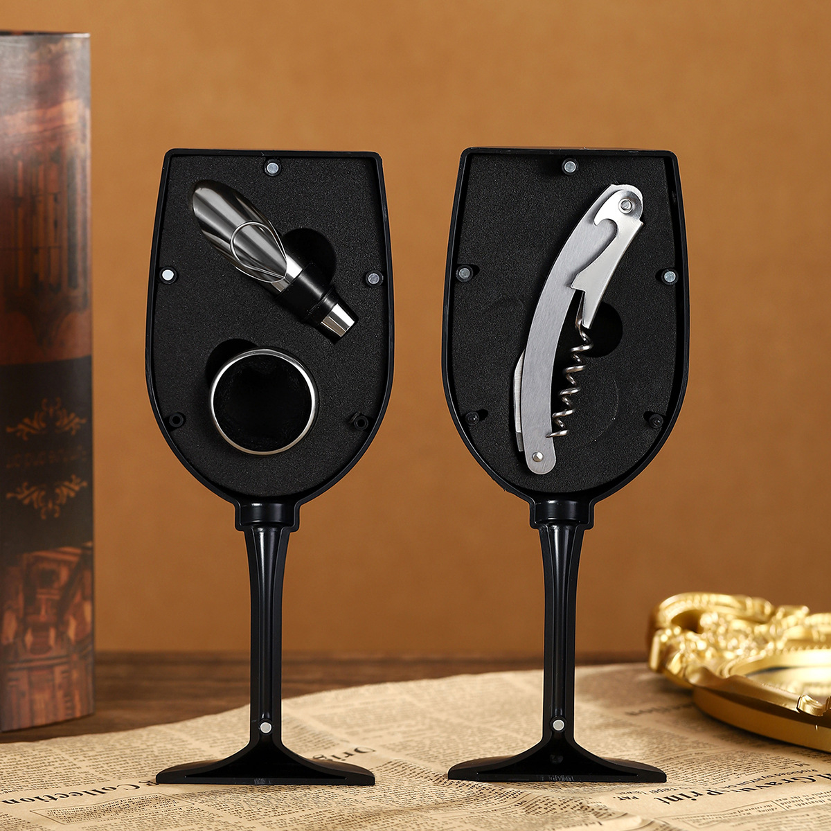 Personalized Monogram Wine Bottle Accessories Gift Set | JNSTool11