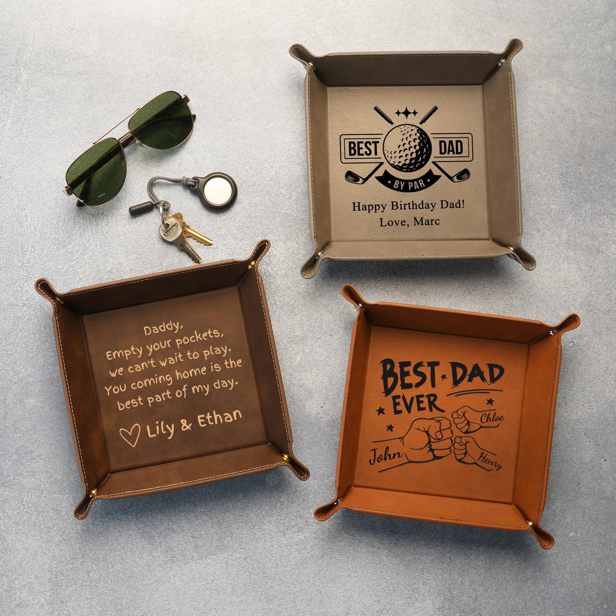 Personalized Leather Valet Tray for Dad for Unique & Love | JNSDec209