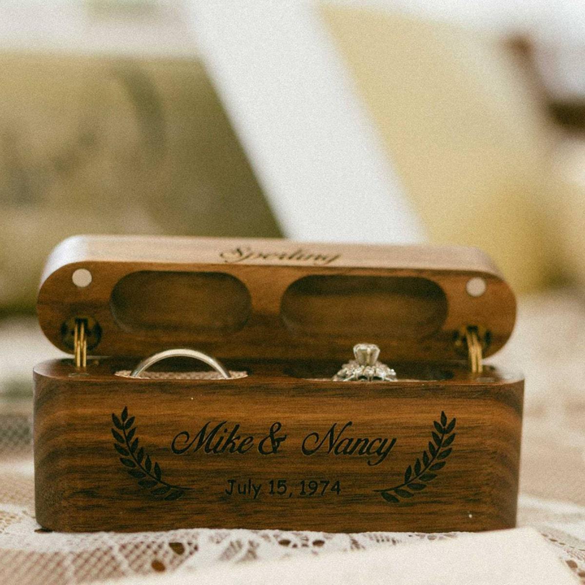 Personalized Wooden Wedding Ring Box for Unique & Love | JNSDec158