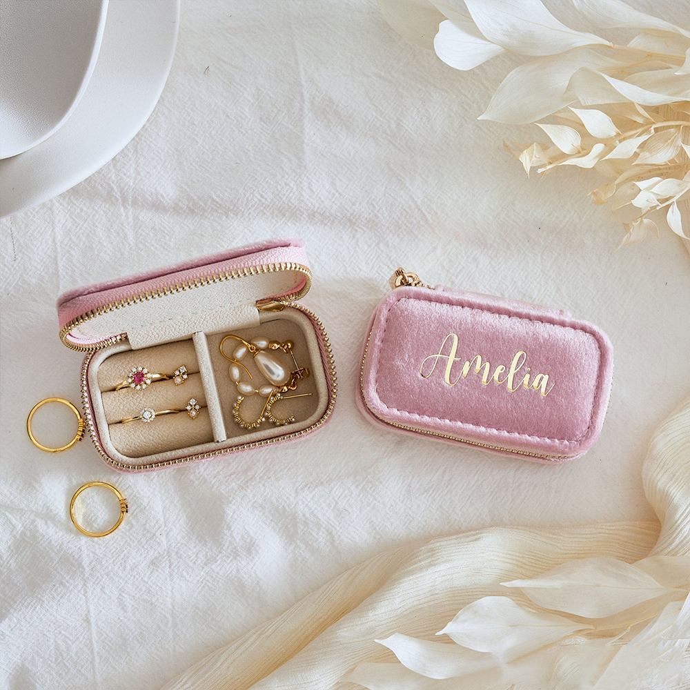 Personalized Name Velvet Portable Jewellery Box | JNSBag70