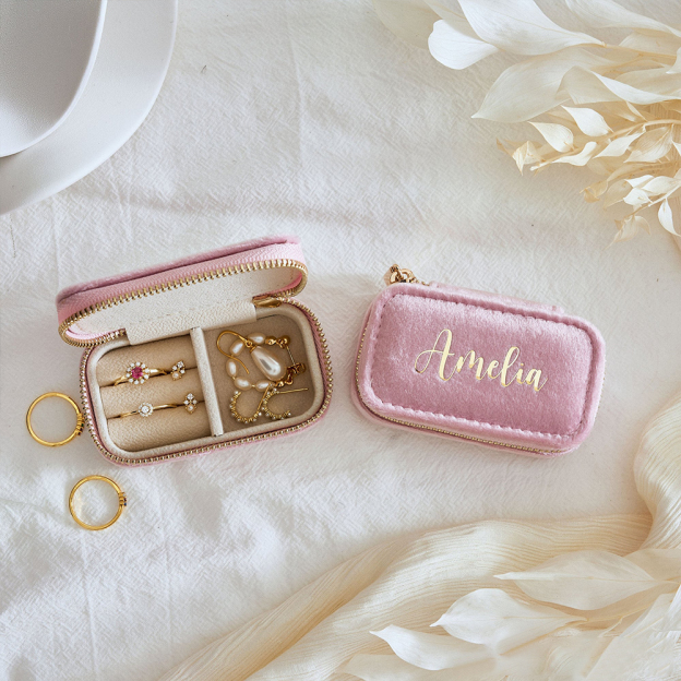 Personalized Name Velvet Portable Jewellery Box | JNSBag70