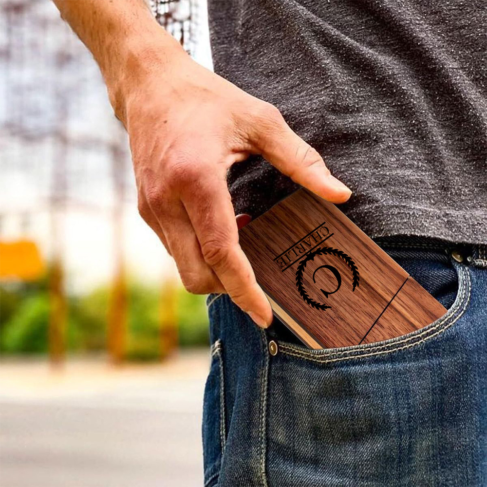 Personalized Monogram Engraved Business Card Holder with Magnetic Closure | JNSCase06