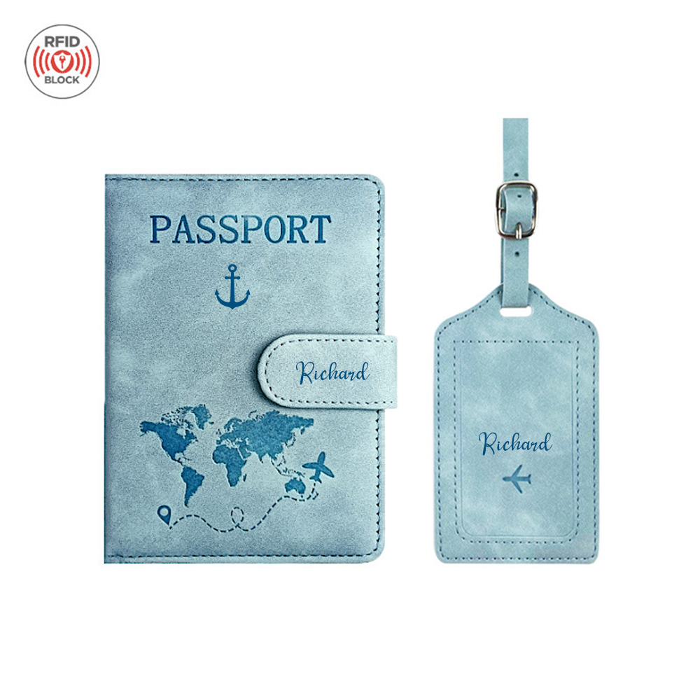 Personalized Monogram Leather Magnetic Passport Cover with RFID Blocking | JNSCase14