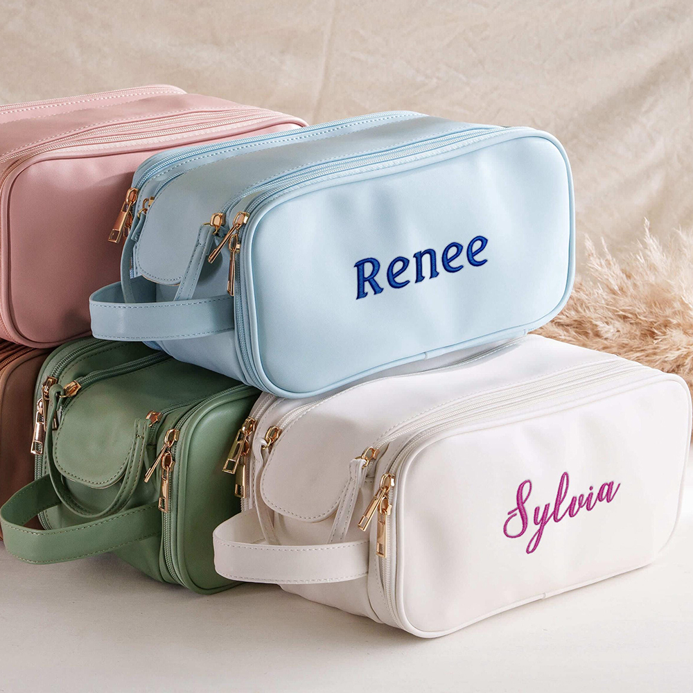 Personalized Leather Embroidered Makeup Bag for Unique & Love | JNSBag72