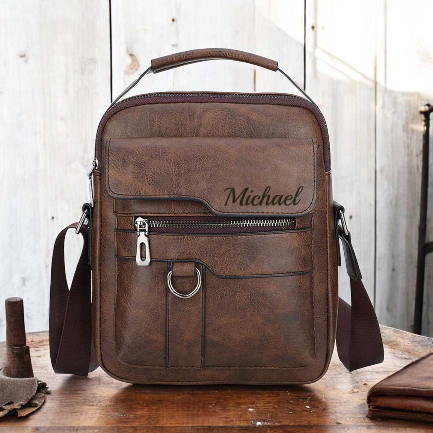 Personalized Engraved Leather Crossbody Messenger Shoulder Bag for Unique & Love | JNSBag109