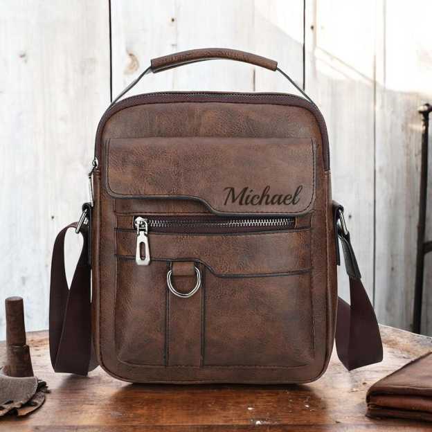 Personalized Engraved Leather Crossbody Messenger Shoulder Bag for Unique & Love | JNSBag109