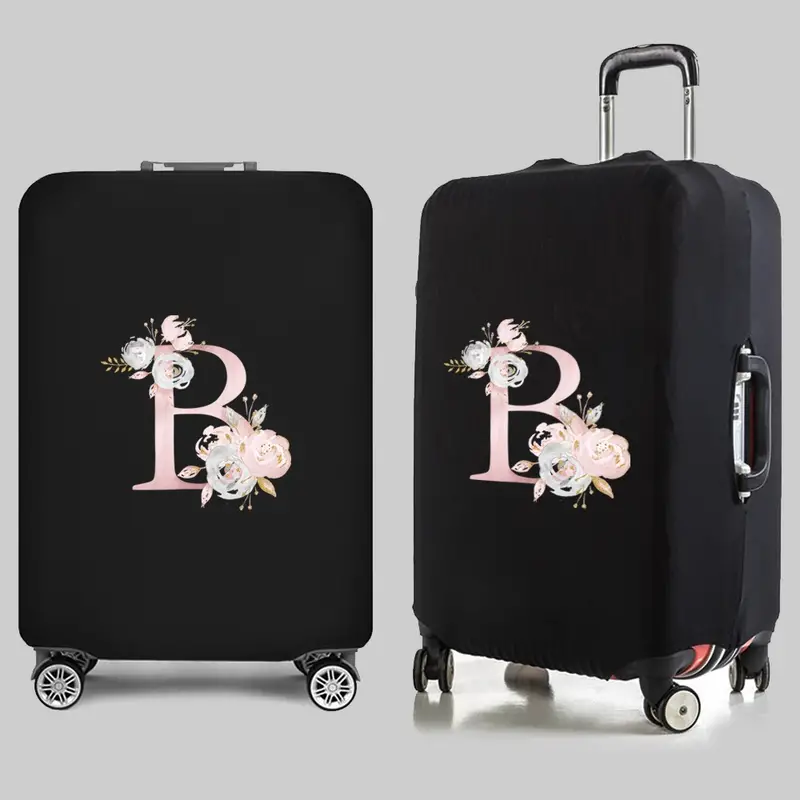 Personalized Travel Luggage Flower Letter Print Elastic Protective Covers for Unique & Love | JNSBag13