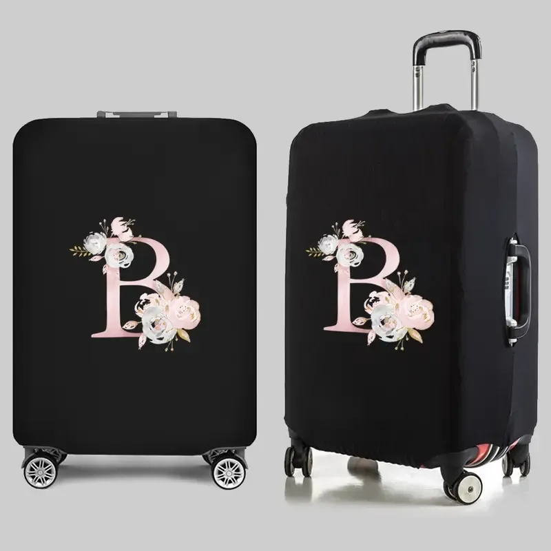 Personalized Travel Luggage Flower Letter Print Elastic Protective Covers for Unique & Love | JNSBag13