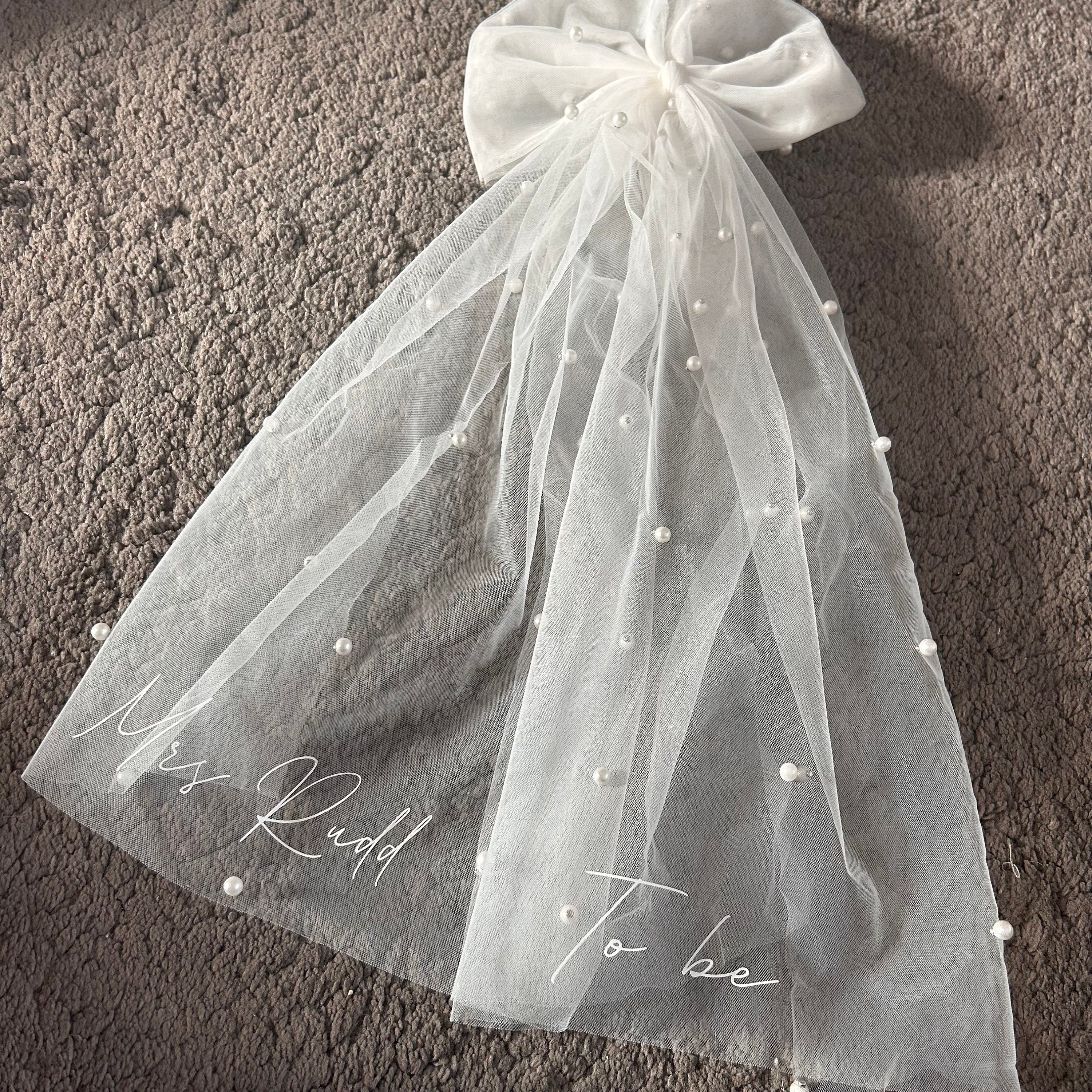 Personalized Monogrammed Bridal Pearl Veil for Hen Party | JNSCloth34