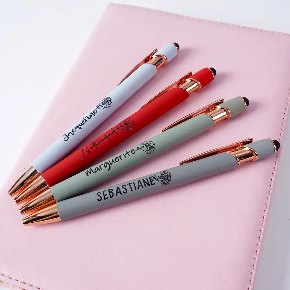 Personalized Morandi Color Birth Flower Retractable Ballpoint Pen for Unique & Love | JNSTool18