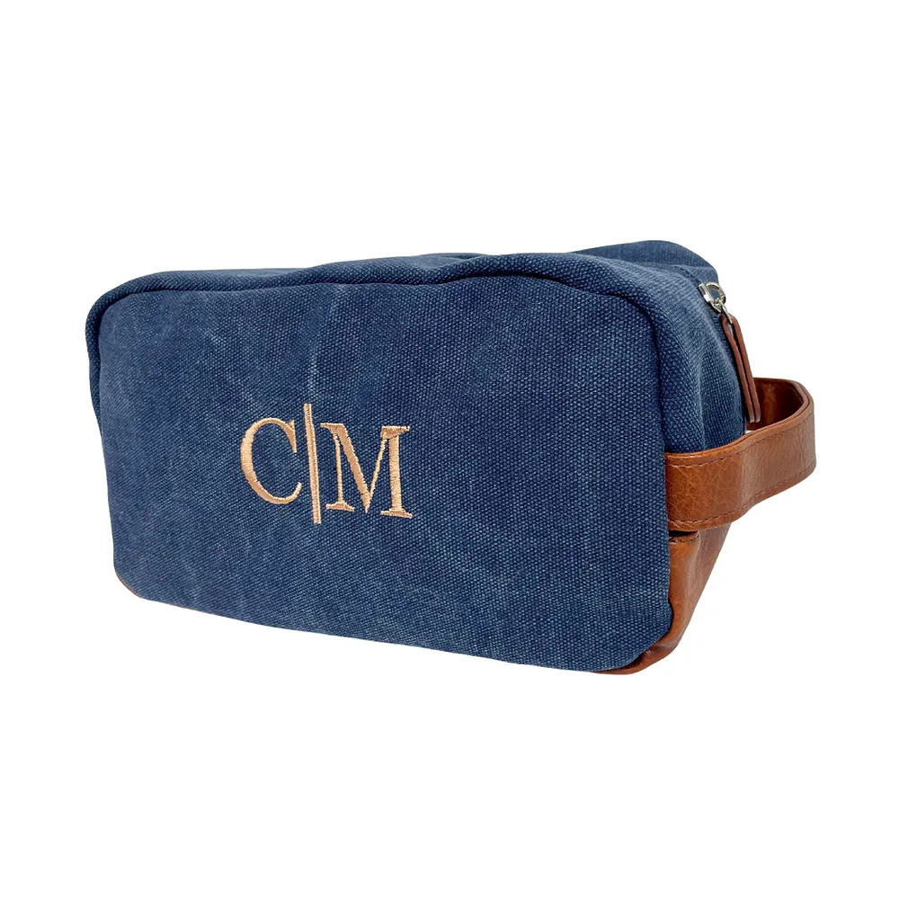 Personalized Monogram Embroidery Canvas Toiletry Bag for Unique & Love