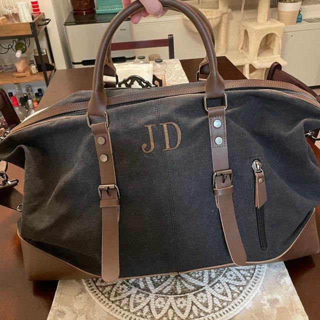 Personalized Monogram Embroidered Men’s Leather Duffle Bag | JNSBag83