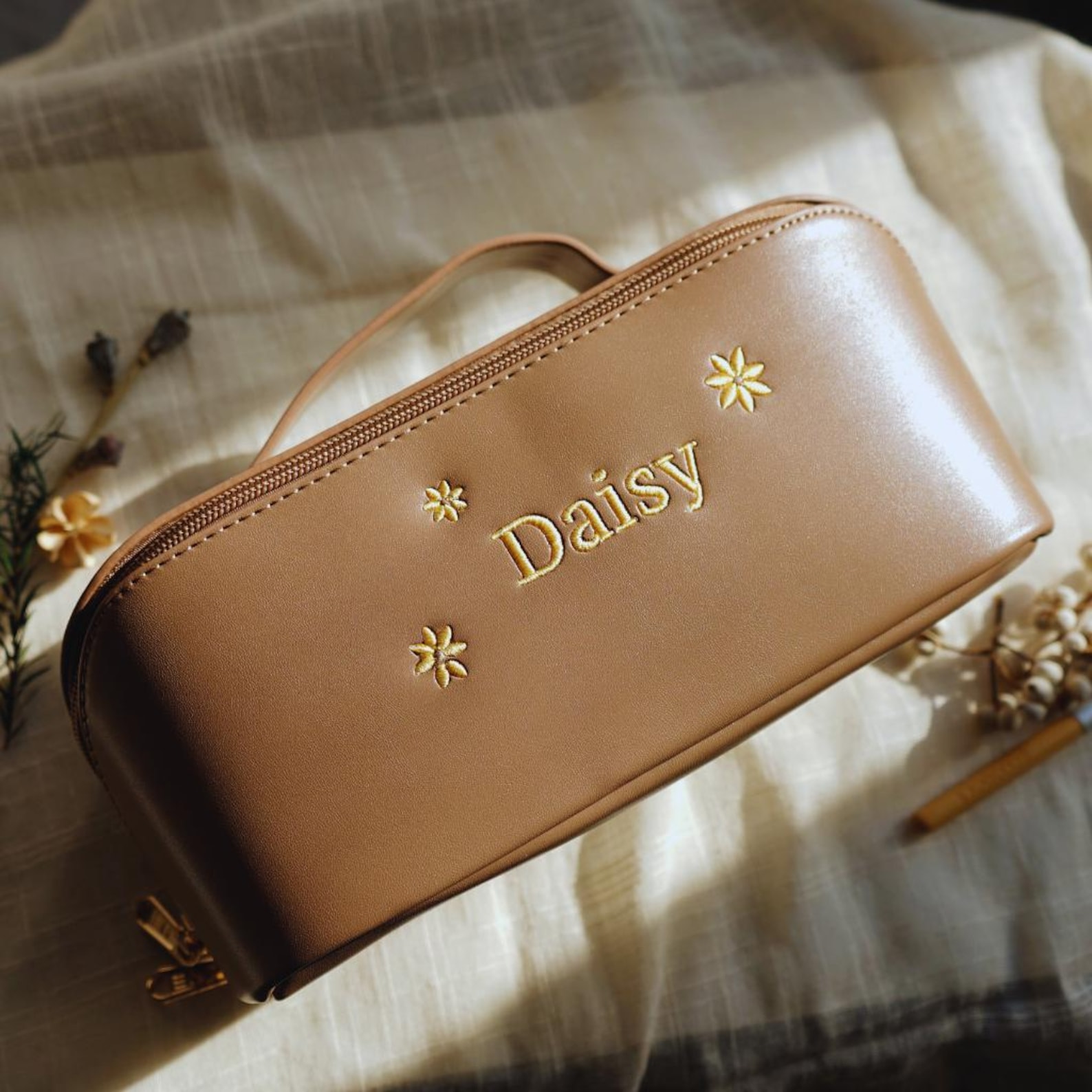 Personalized Embroidered Leather Makeup Bag for Unique & Love | JNSBag85
