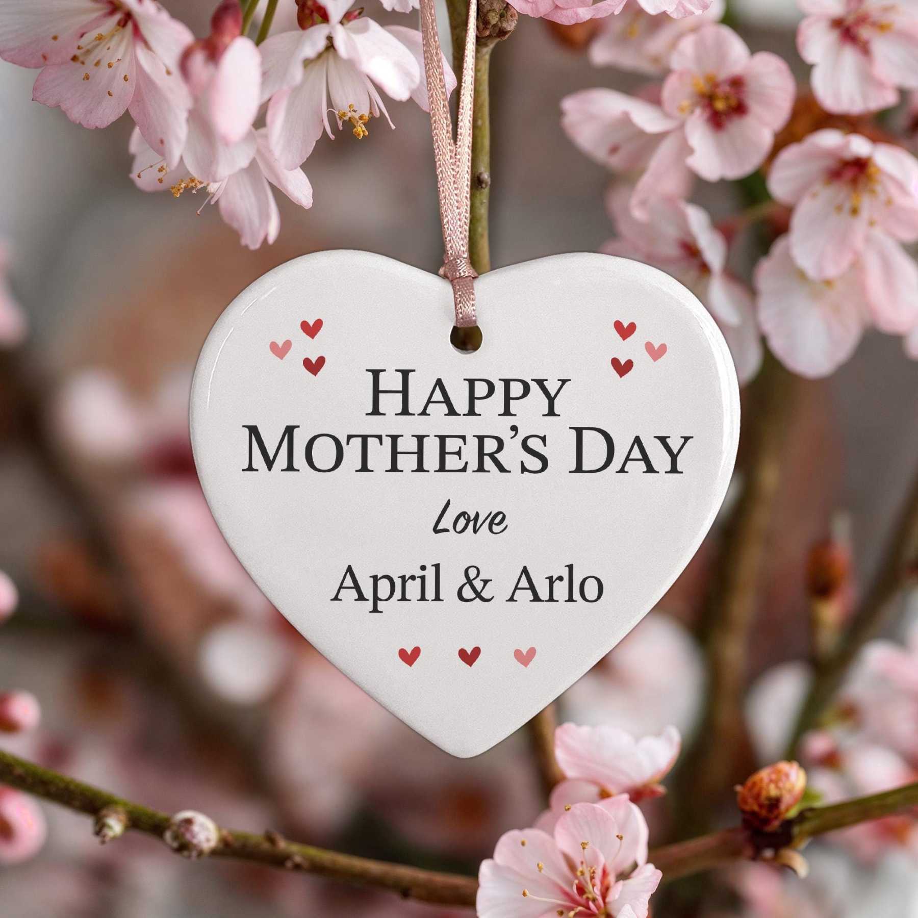 Personalised Mother's Day Ceramic Heart Ornament for Unique & Love | J