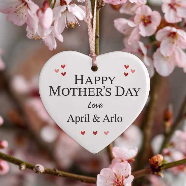 Personalised Mother's Day Ceramic Heart Ornament for Unique & Love | JNSDec125