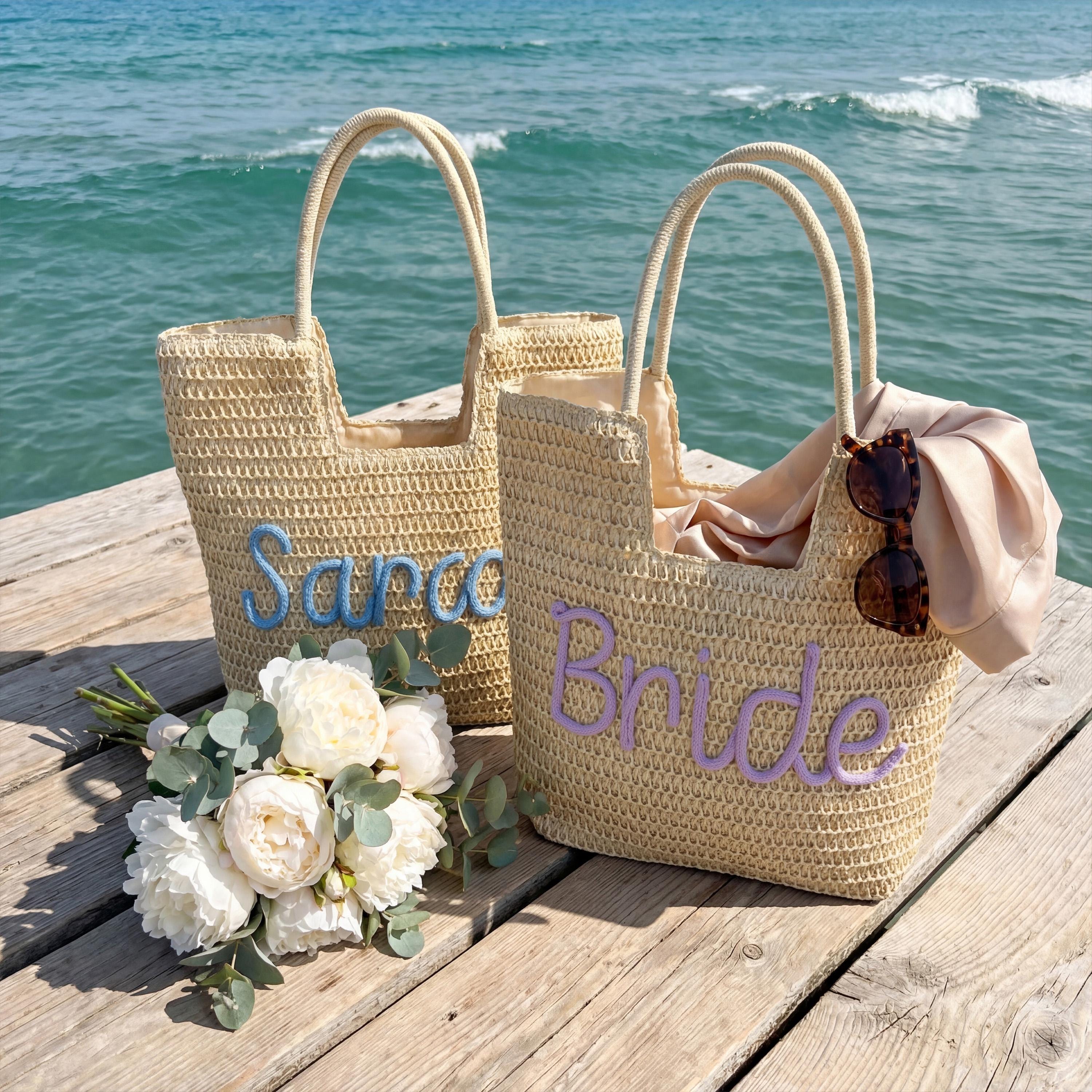 Personalized Hand Embroidered Beach Tote Bag for Unique & Love | JNSBag136