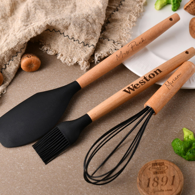 Personalized Name Engraving Silicone Kitchen Utensils 3-Piece Set for Unique & Love | JNSTool13