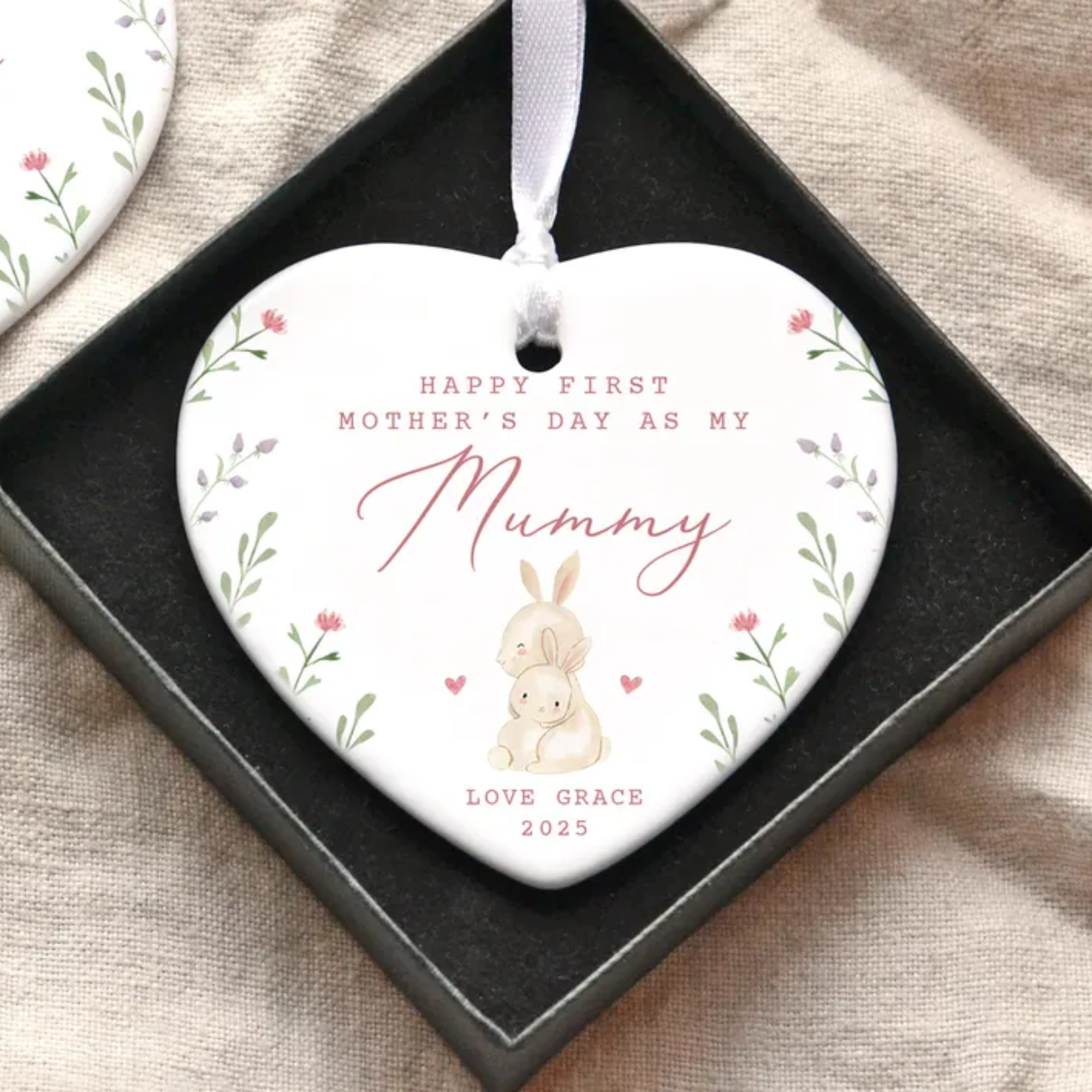 Personalised First Mother's Day Ceramic Heart Ornament for Unique & Love | JNSDec135