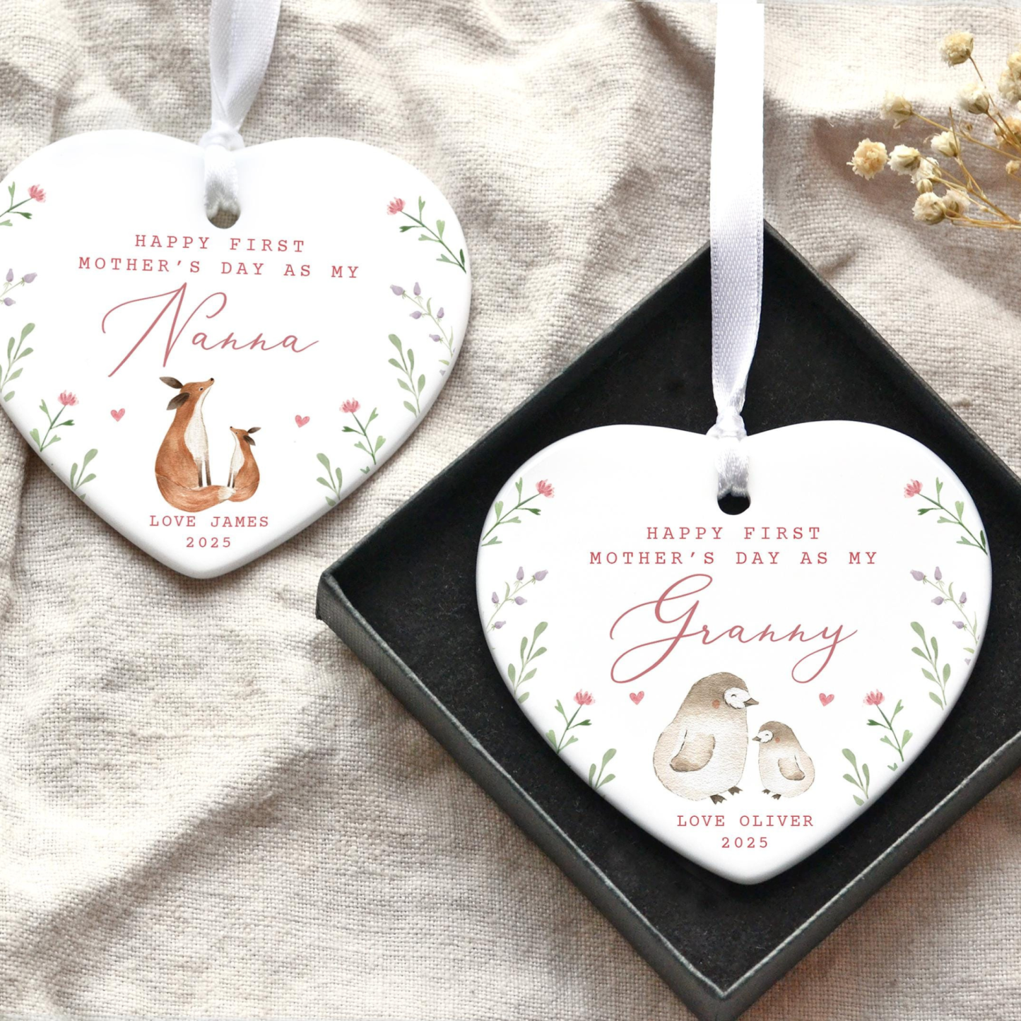 Personalised First Mother's Day Ceramic Heart Ornament for Unique & Love | JNSDec135