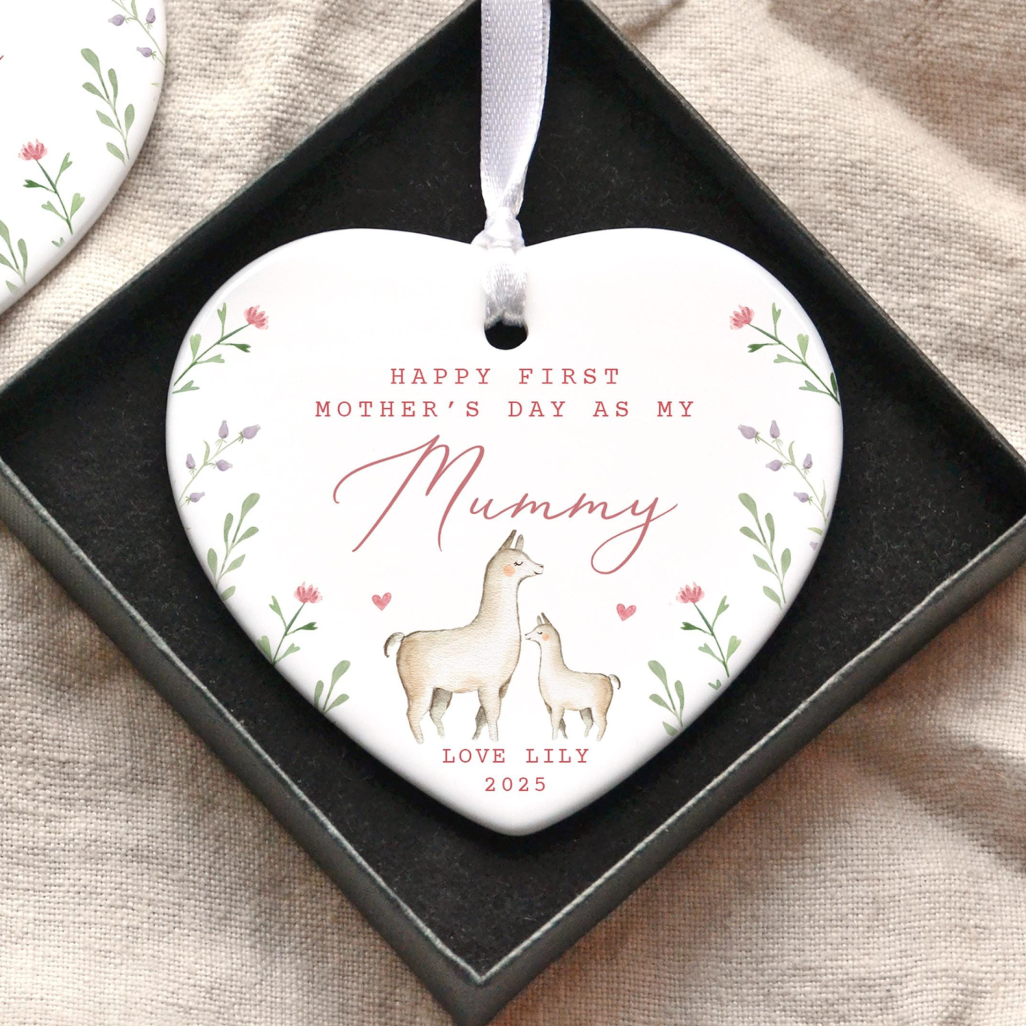 Personalised First Mother's Day Ceramic Heart Ornament for Unique & Love | JNSDec135
