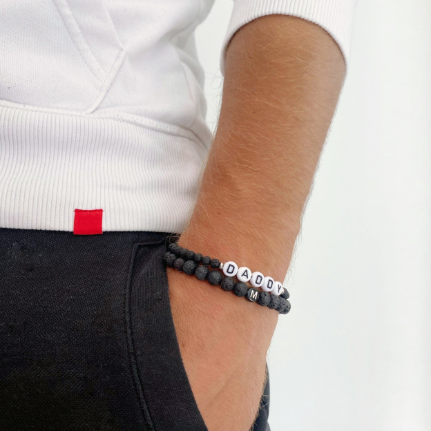 Personalized Name Bracelet with Lava Beads  | JNSDec107