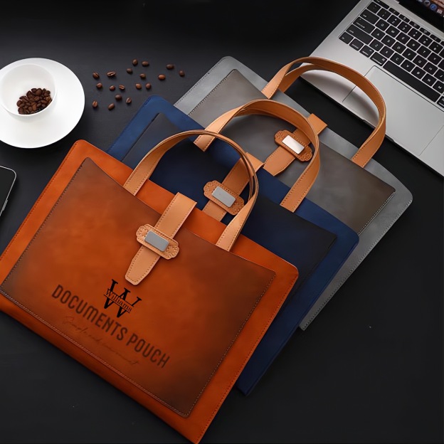 Personalized Monogram Leather Document Bag | JNSBag69