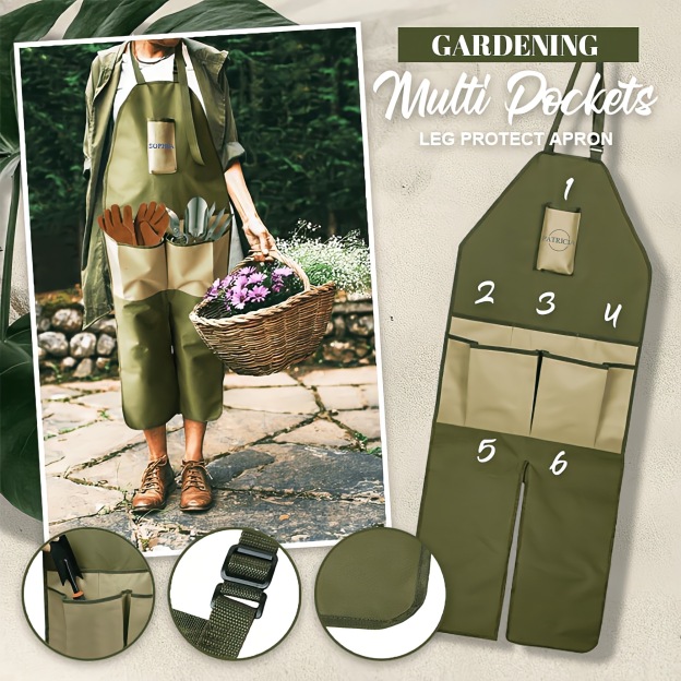 Personalized Monogrammed Garden Multiple Pocket Apron with Leg Protector | JNSCloth41