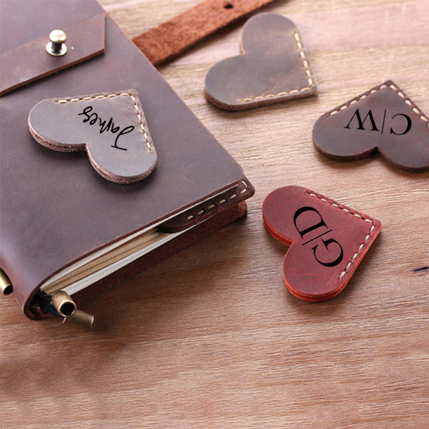 Personalized Genuine Leather Heart Corner Bookmark for Unique & Love | JNSDec116