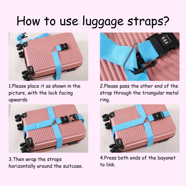 Personalized Name Embroidery Luggage Strap Belt With Combination Lock | JNSDec196