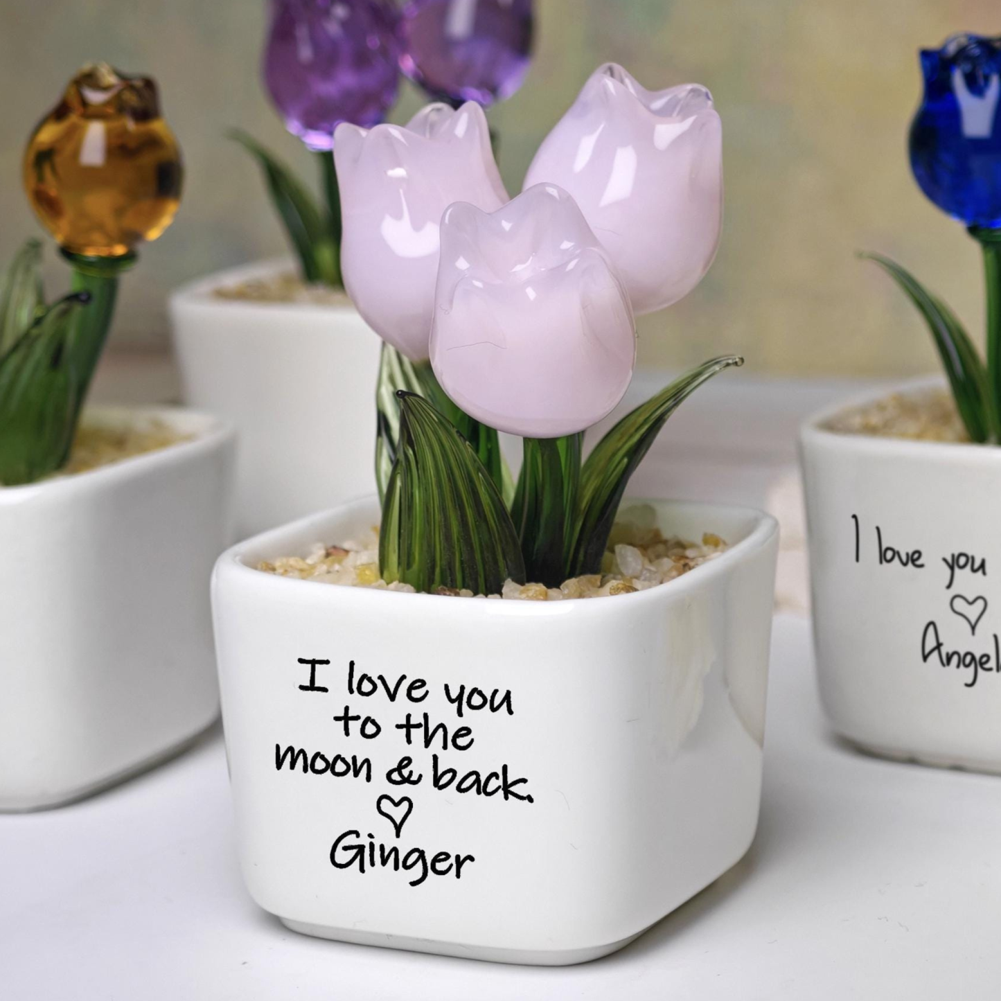 Personalized Glass Everlasting Tulips Potted For Unique & Love | JNSDec202