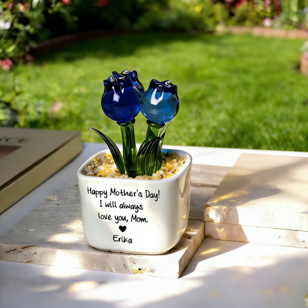 Personalized Glass Everlasting Tulips Potted For Unique & Love | JNSDec202