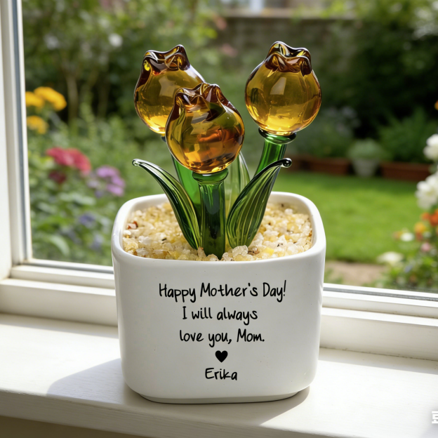Personalized Glass Everlasting Tulips Potted For Unique & Love | JNSDec202