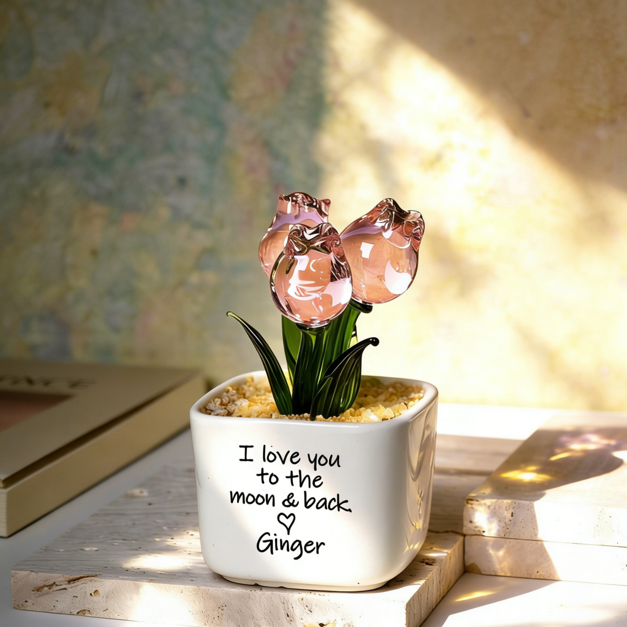 Personalized Glass Everlasting Tulips Potted For Unique & Love | JNSDec202