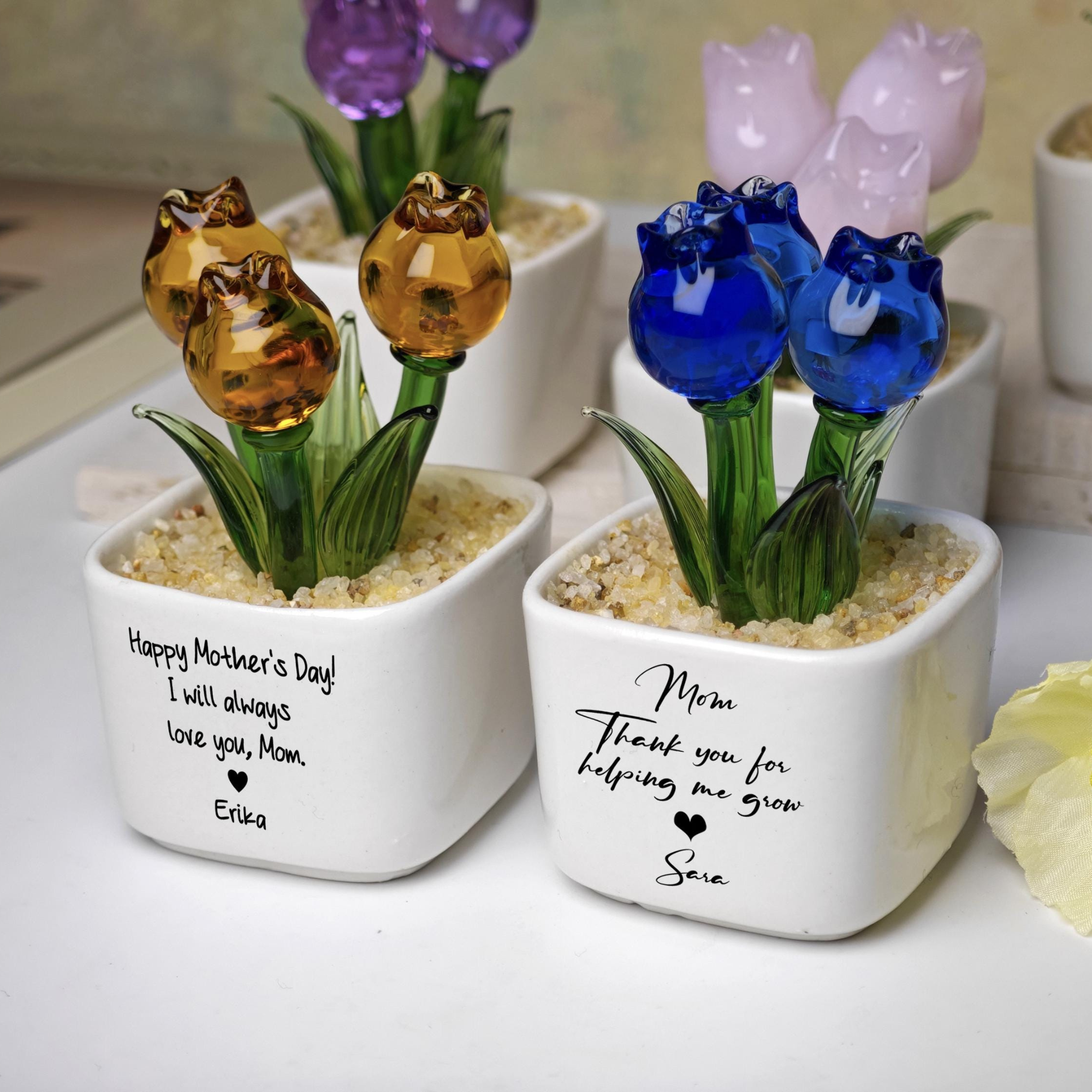 Personalized Glass Everlasting Tulips Potted For Unique & Love | JNSDec202