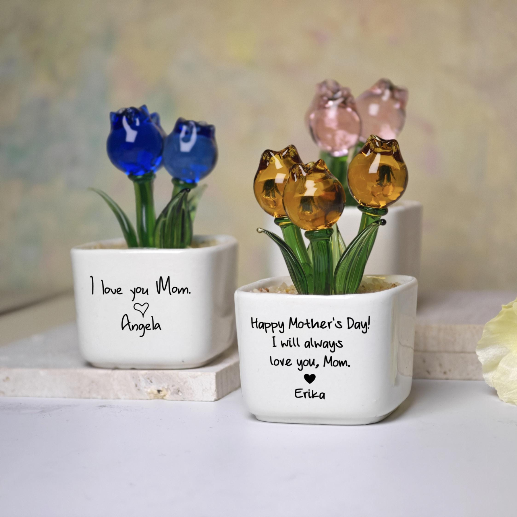 Personalized Glass Everlasting Tulips Potted For Unique & Love | JNSDec202