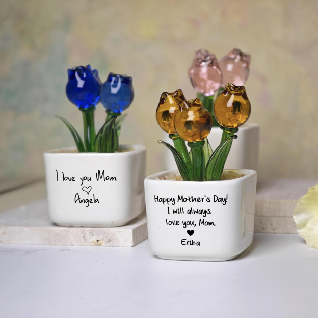 Personalized Glass Everlasting Tulips Potted For Unique & Love | JNSDec202