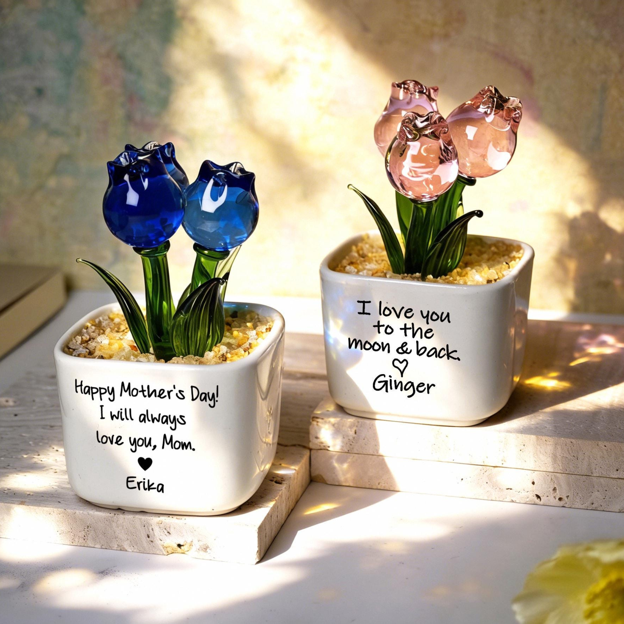 Personalized Glass Everlasting Tulips Potted For Unique & Love | JNSDec202
