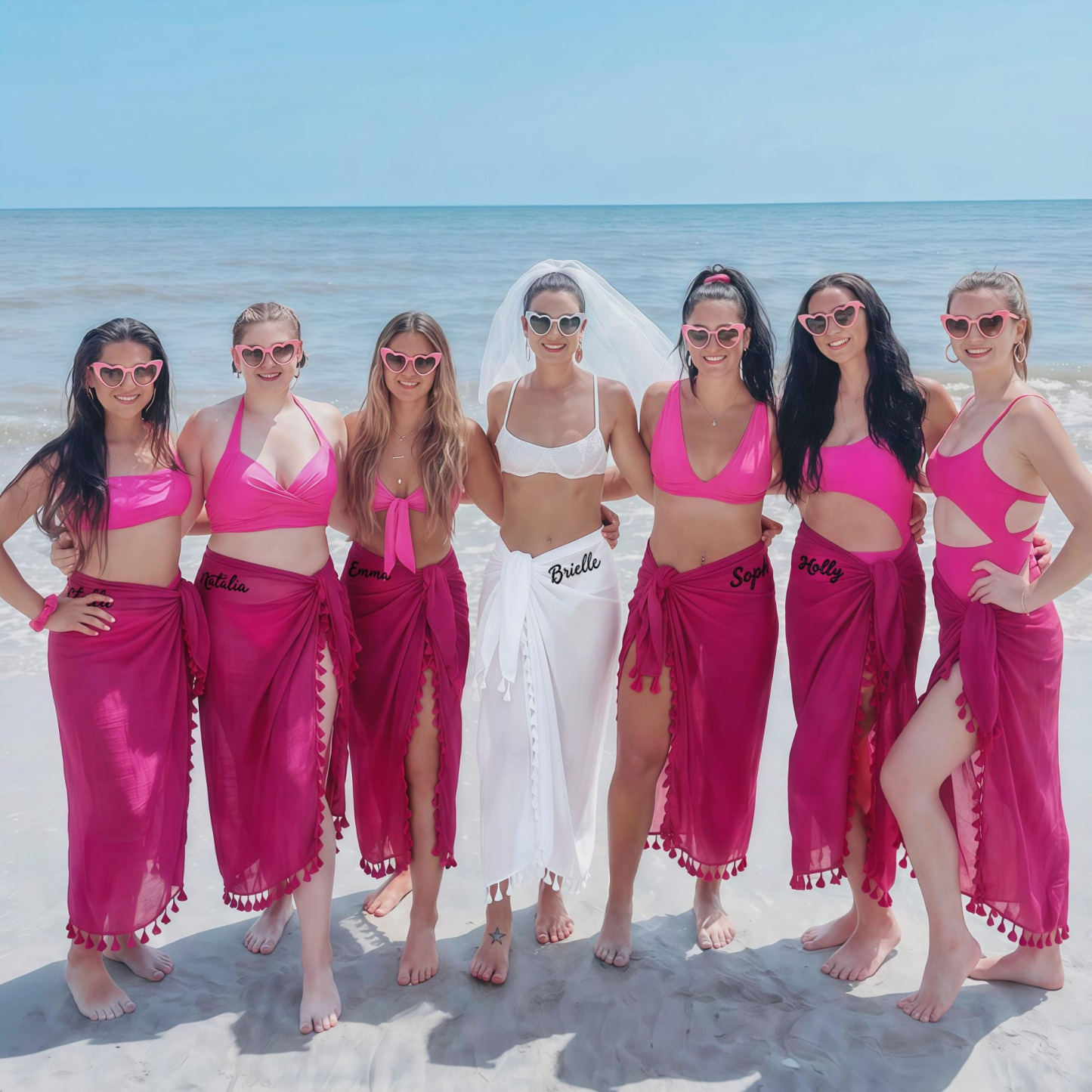 Personalized Embroidered Wedding Bachelorette Beach Sarong For Unique & Love | JNSTowel11