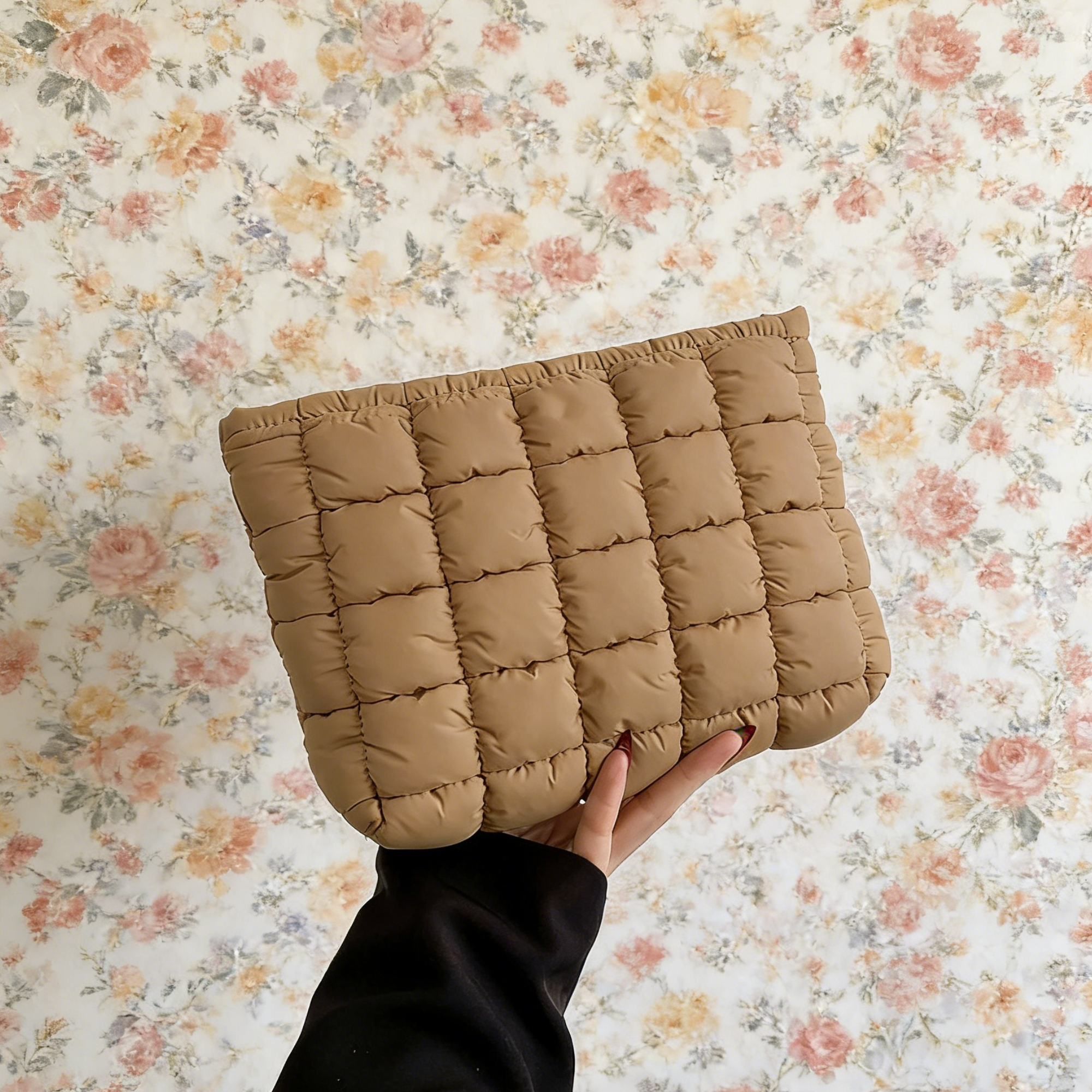 Personalized Hand Embroidered Quilted Zipper Makeup Bag for Unique & Love | JNSBag126
