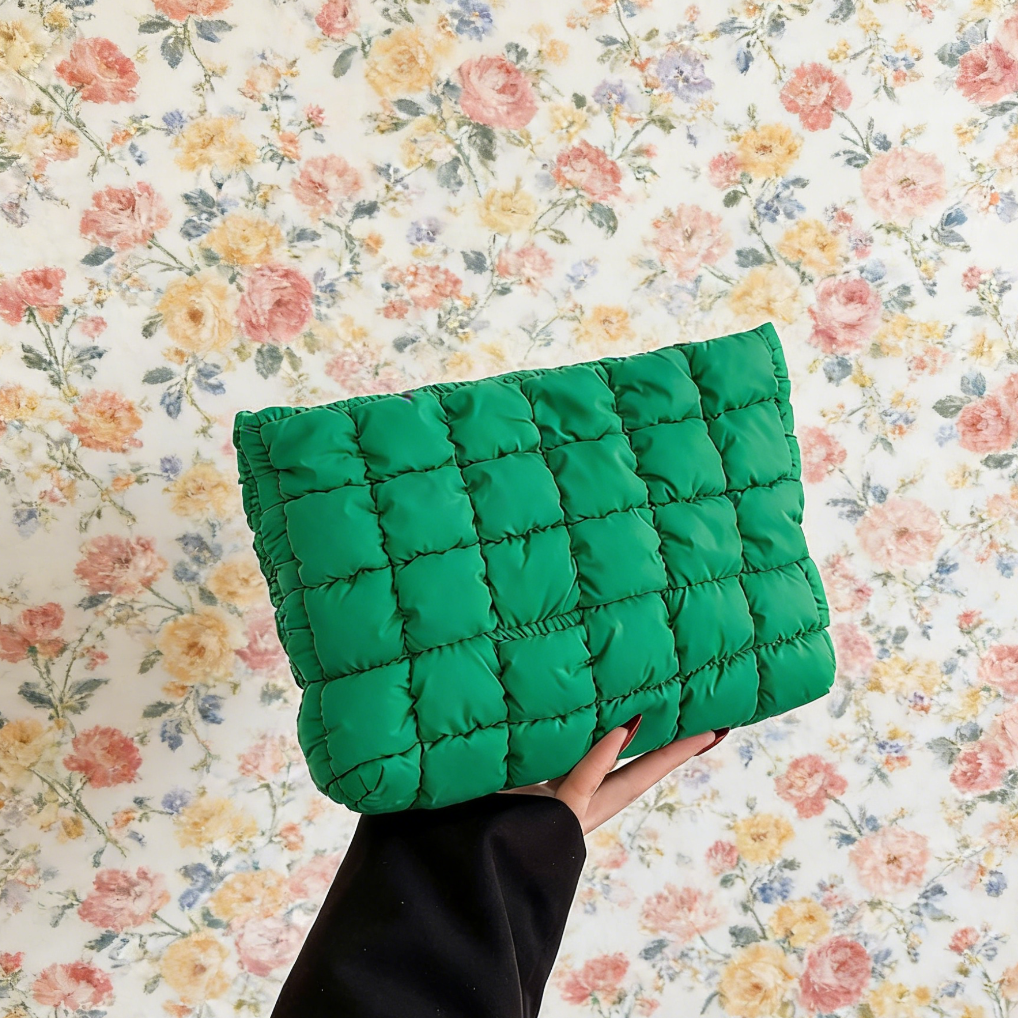 Personalized Hand Embroidered Quilted Zipper Makeup Bag for Unique & Love | JNSBag126