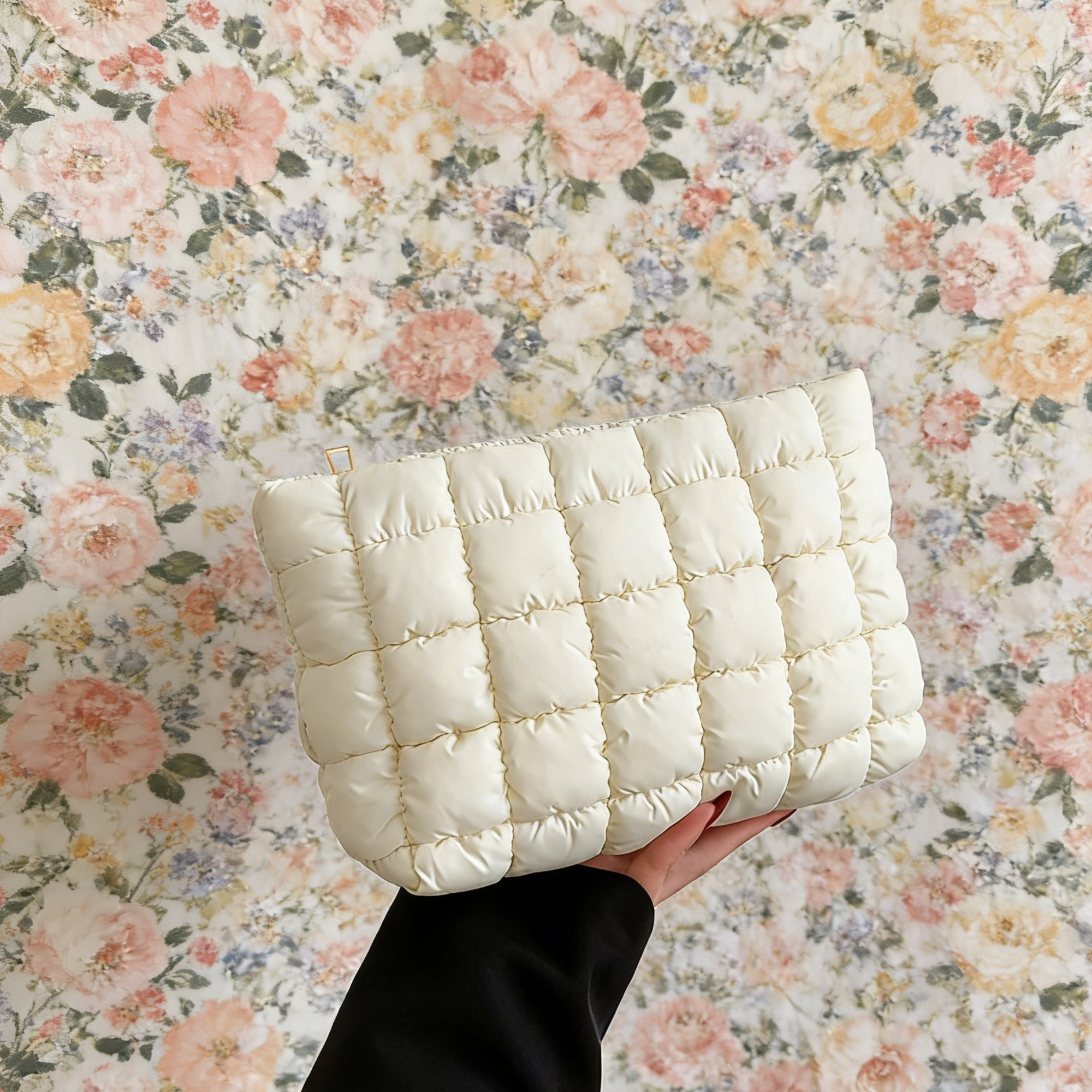 Personalized Hand Embroidered Quilted Zipper Makeup Bag for Unique & Love | JNSBag126