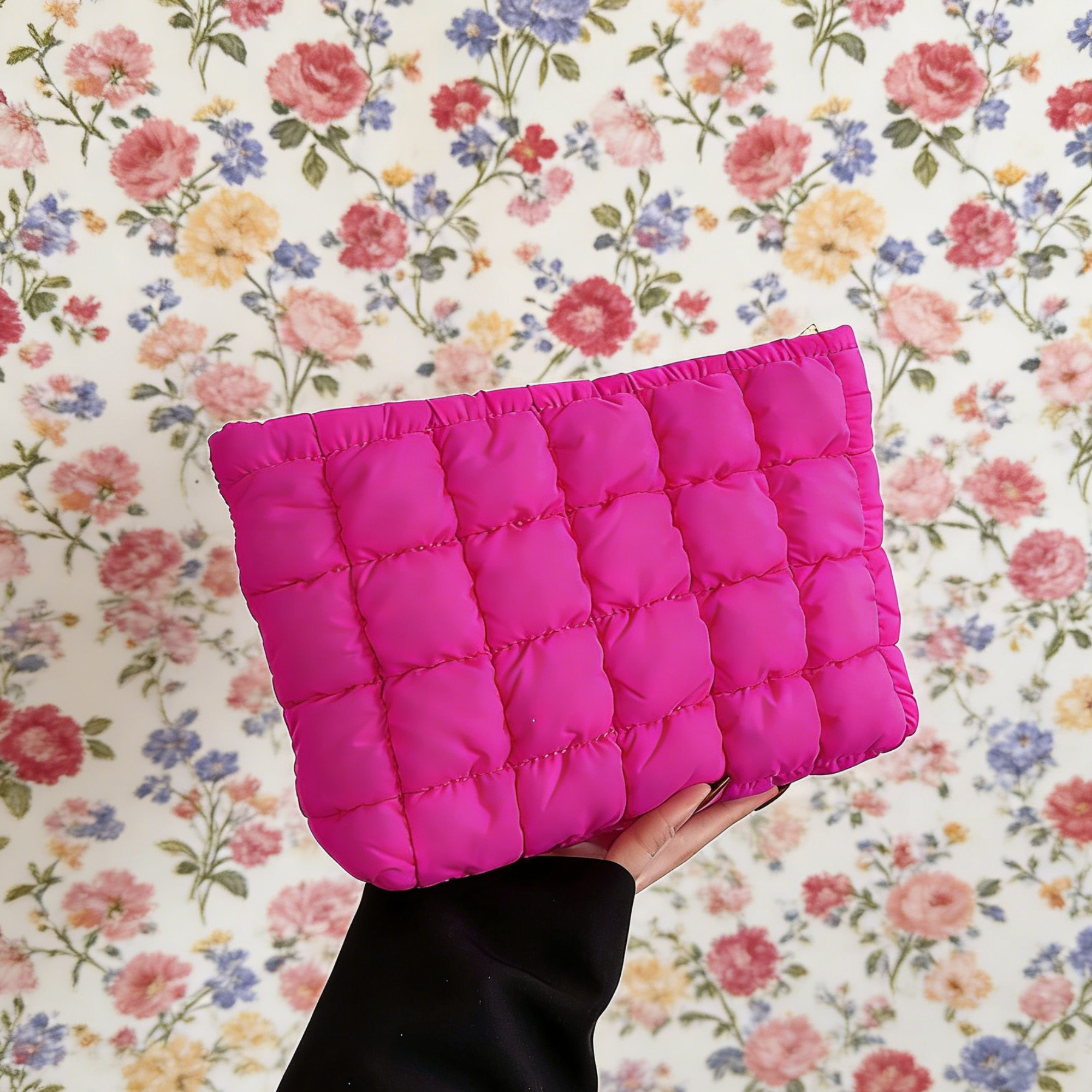 Personalized Hand Embroidered Quilted Zipper Makeup Bag for Unique & Love | JNSBag126